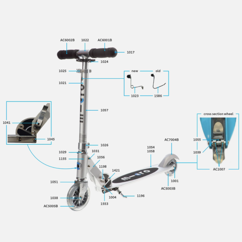 Rueda LED Delantera SPRITE 120mm (1 u) / AC9071B Repuesto Micro