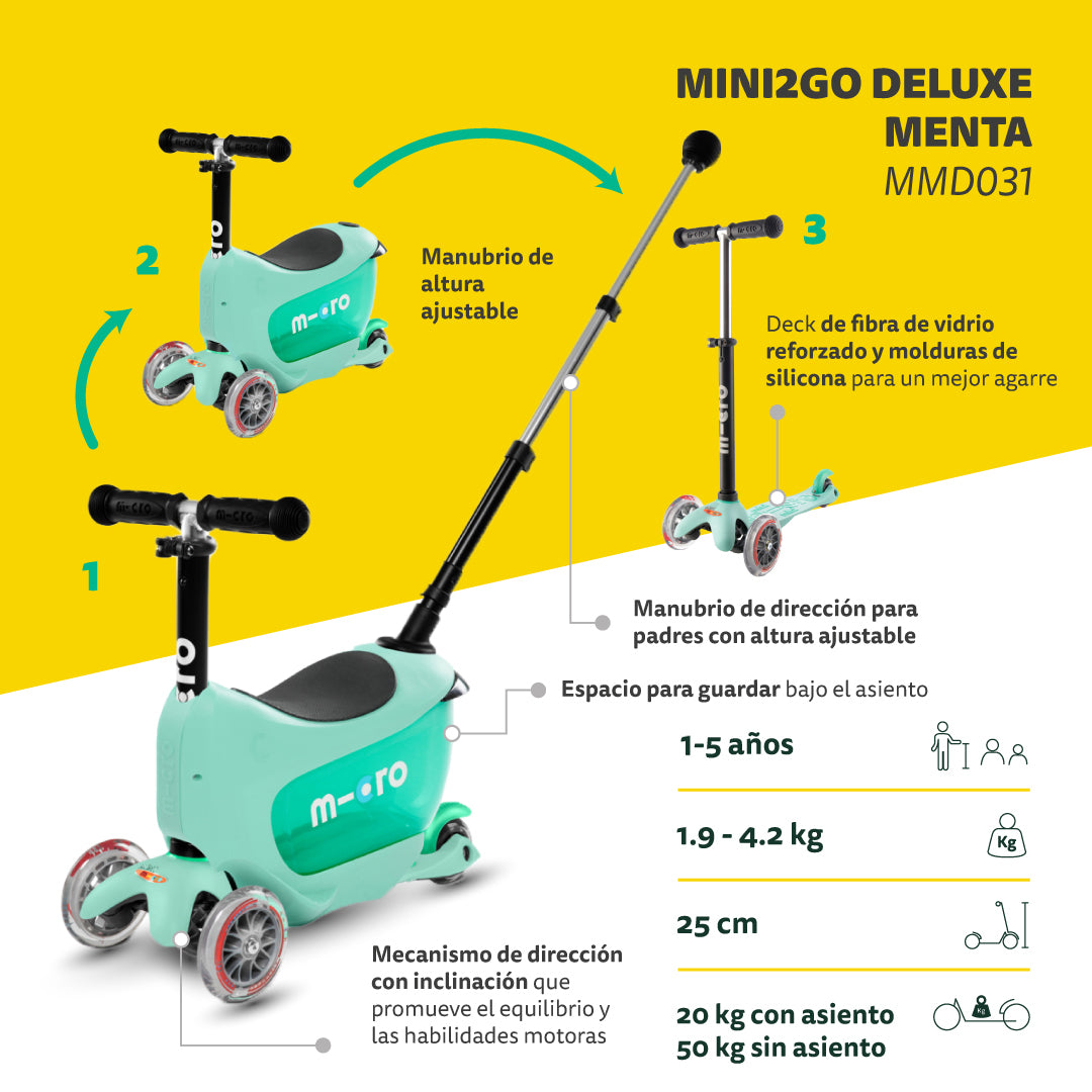 Micro Scooter Mini2Go Deluxe Plus Menta