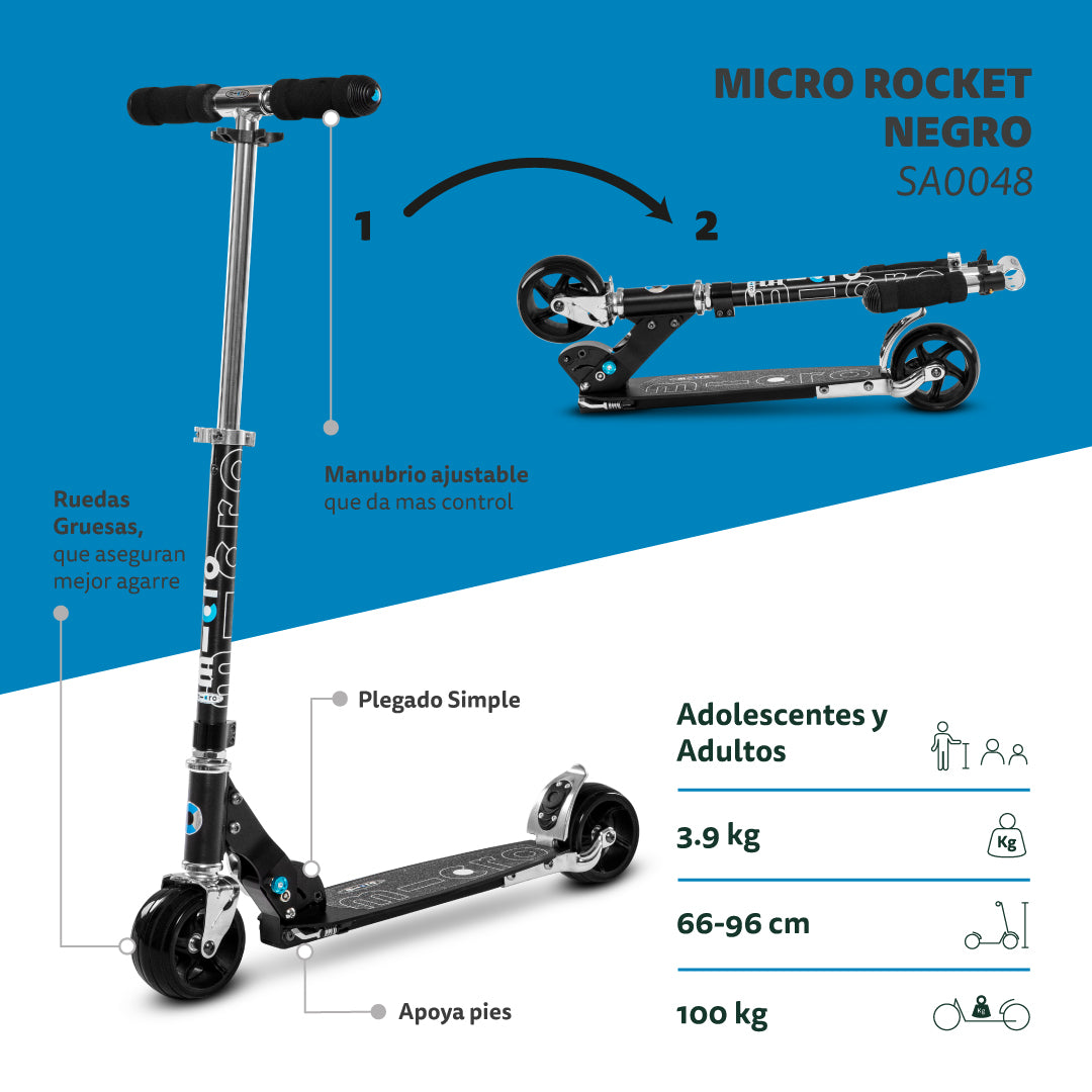 Micro Scooter Adolescentes Rocket Negro Ficha
