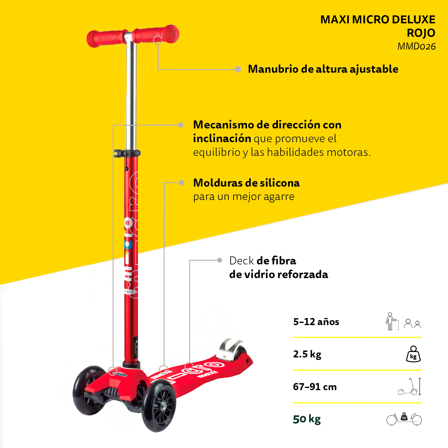 Micro Scooter Maxi Deluxe Rojo