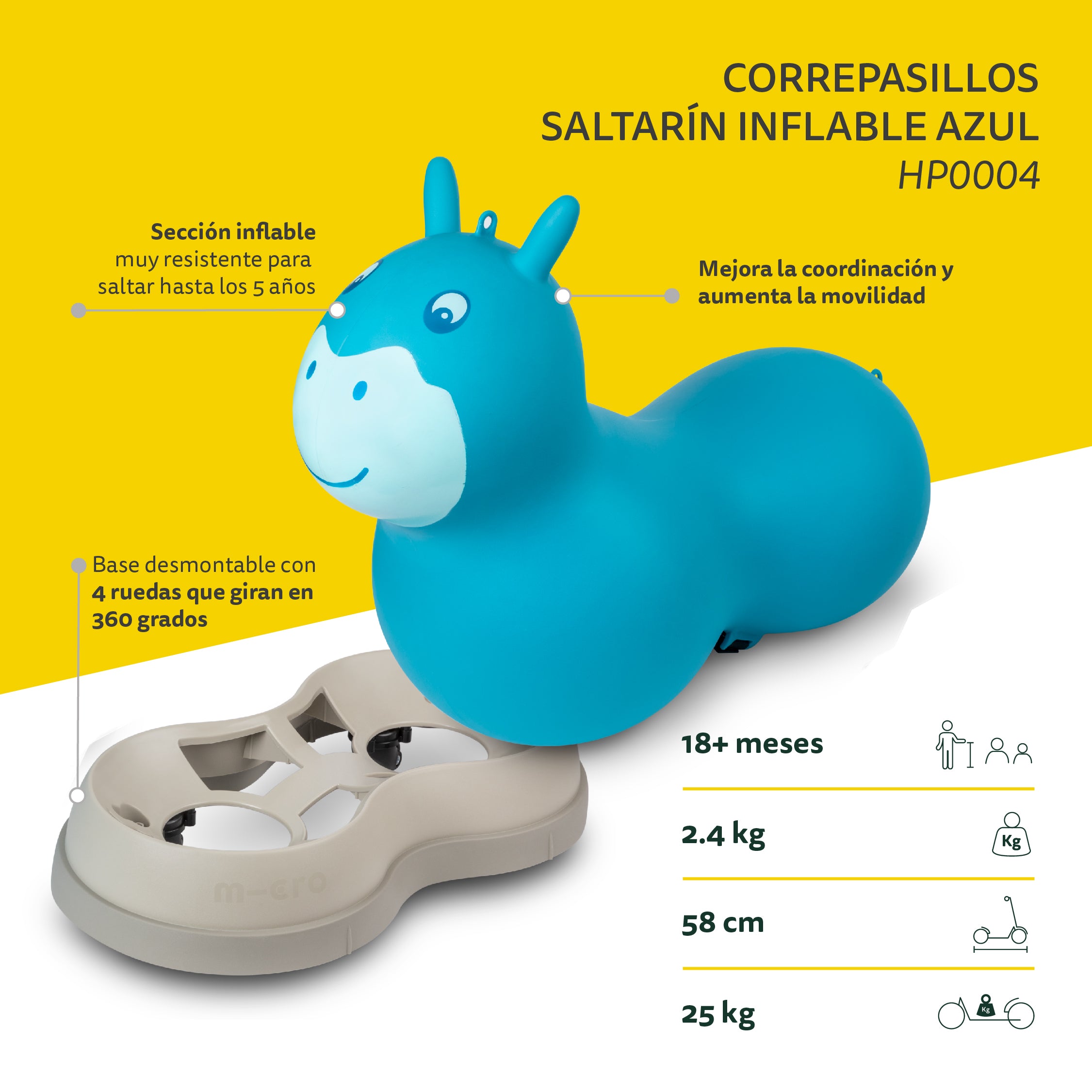 Micro Correpasillo Saltarín Inflable Azul