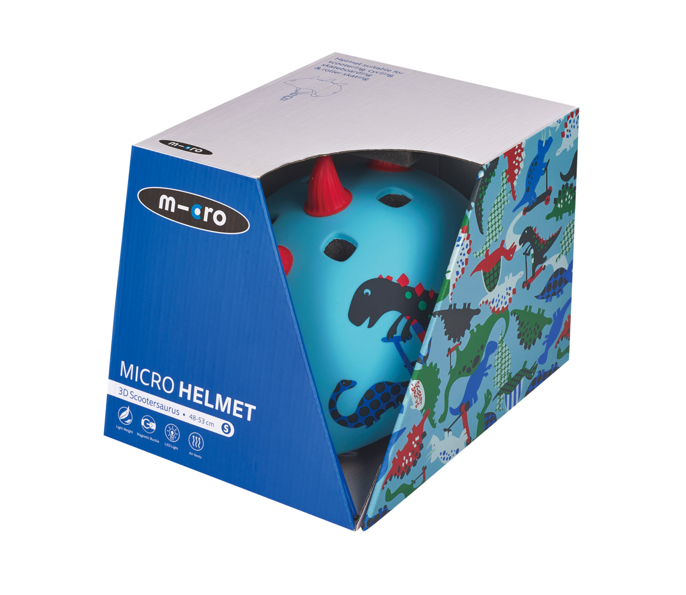 Micro Casco Niño Dino 3D M