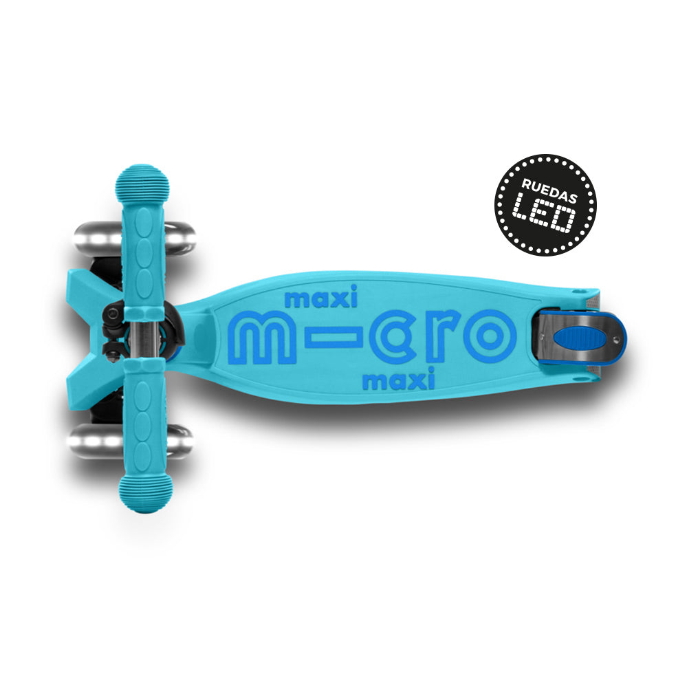 Micro Scooter Maxi Deluxe LED PLEGABLE Aqua