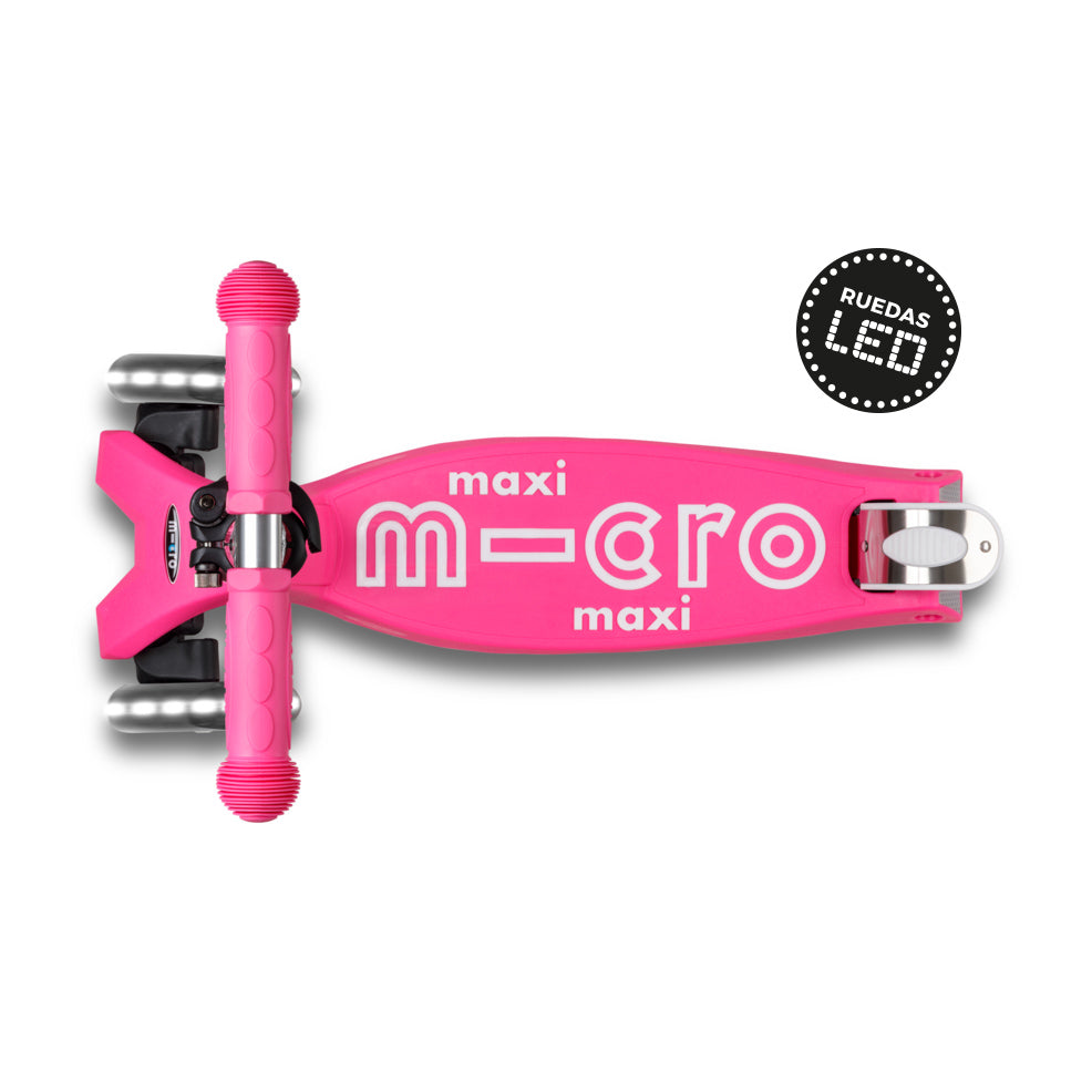 Micro Scooter Maxi Deluxe LED PLEGABLE Rosado Fuerte