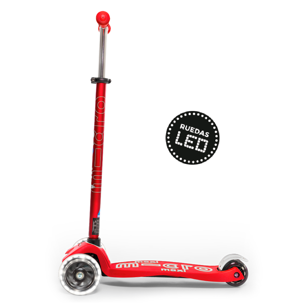 Micro Scooter Maxi Deluxe LED Rojo