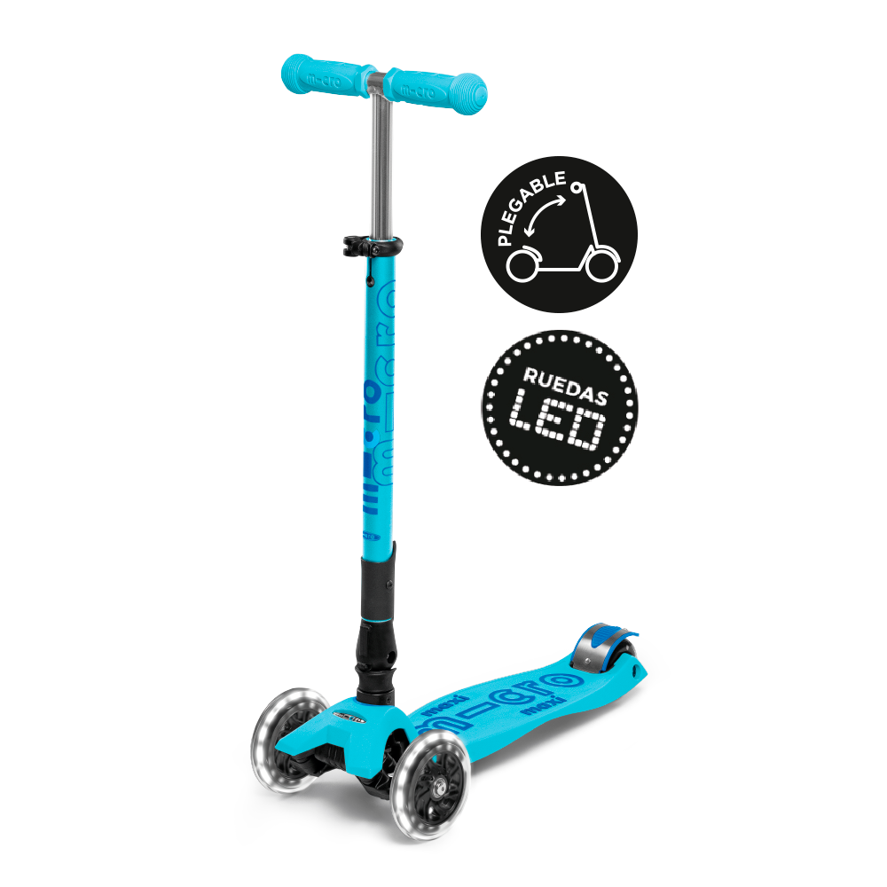 Micro Scooter Maxi Deluxe LED PLEGABLE Aqua