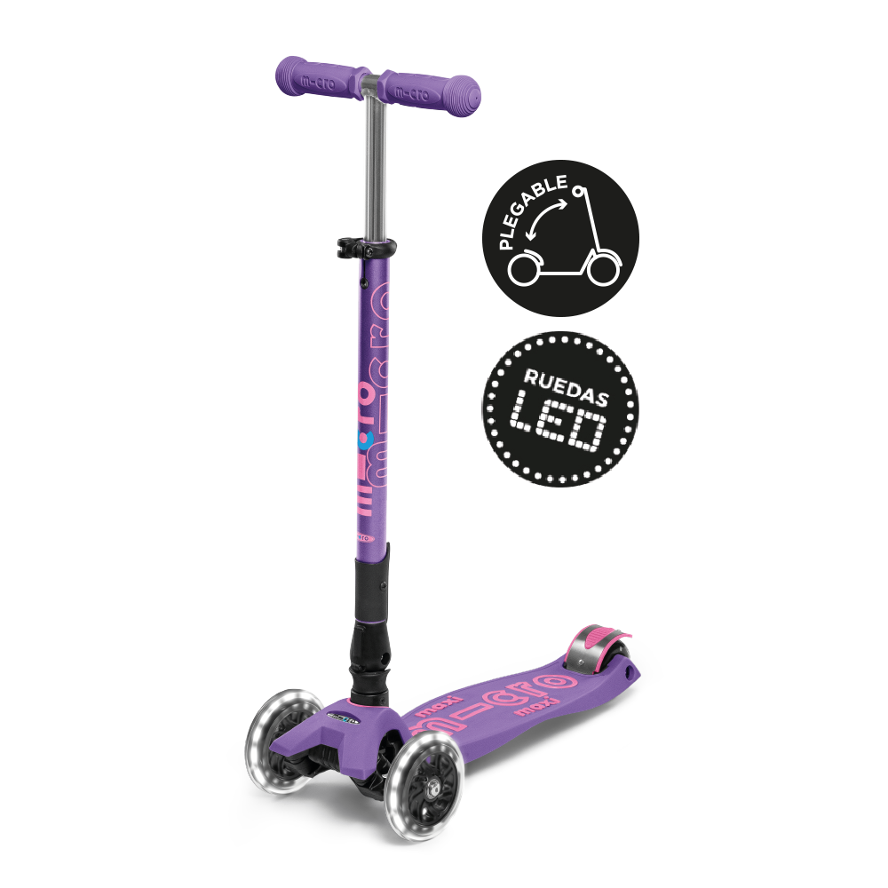 Micro Scooter Maxi Deluxe LED PLEGABLE Morado