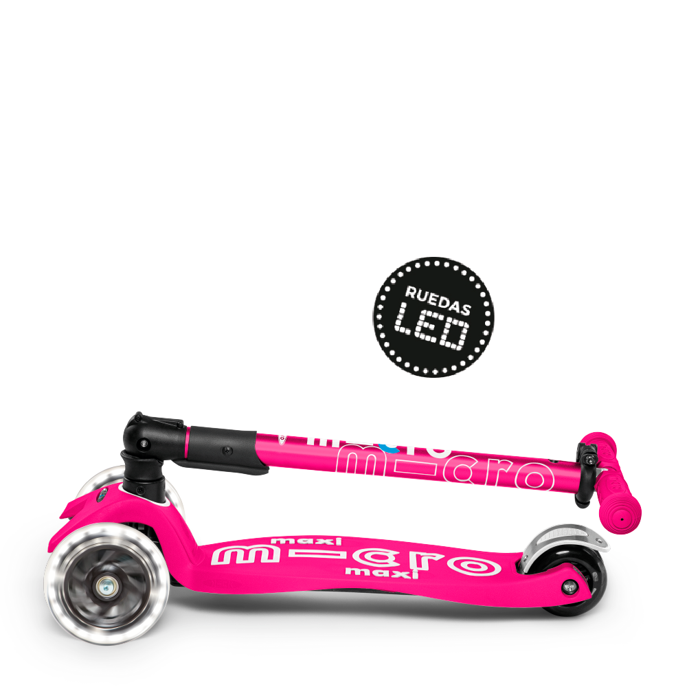 Micro Scooter Maxi Deluxe LED PLEGABLE Rosado Fuerte