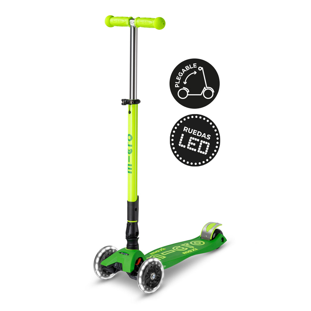 Micro Scooter Maxi Deluxe LED Plegable NEON Verde