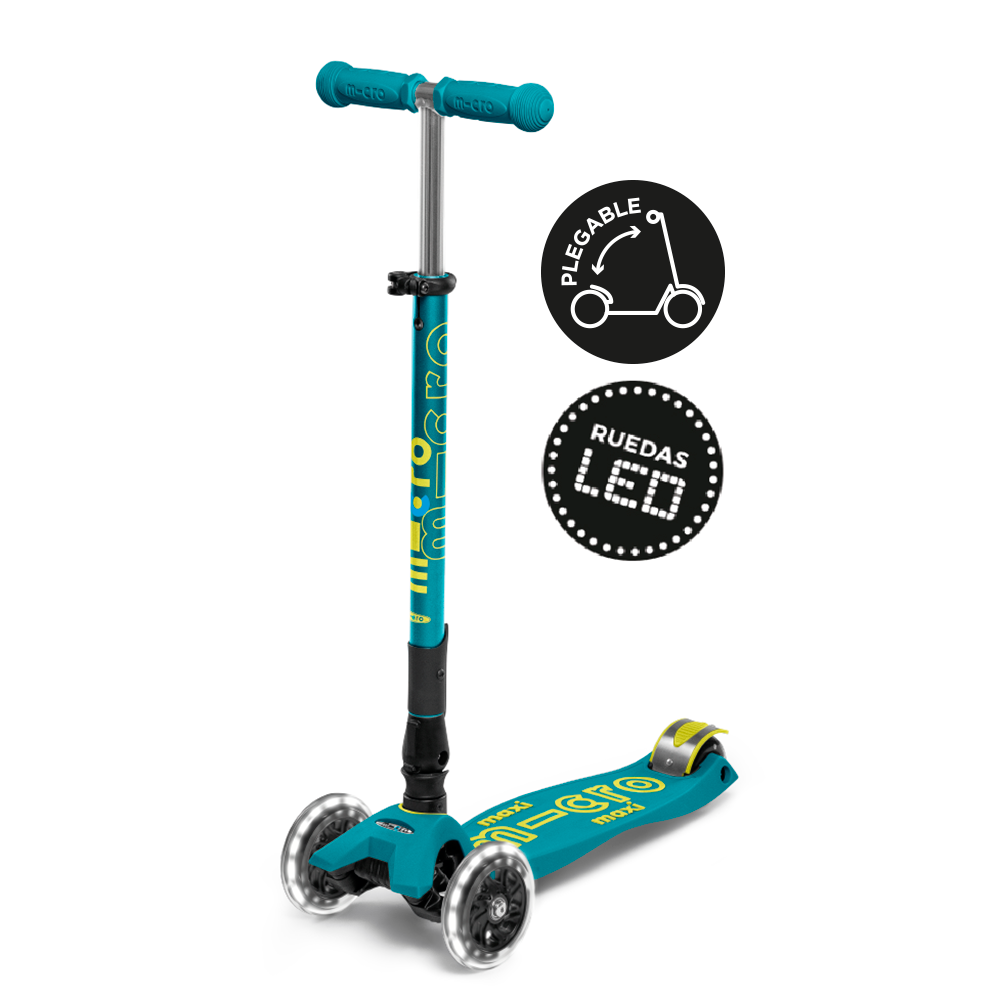 Micro Scooter Maxi Deluxe LED PLEGABLE Verde Petróleo
