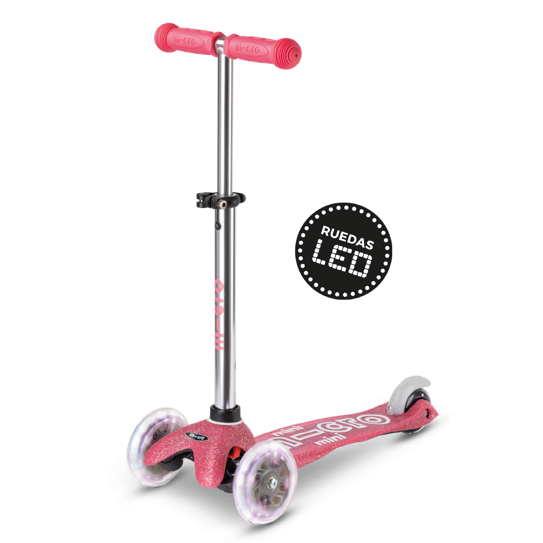 Micro Scooter Mini Deluxe LED Glitter Rosado