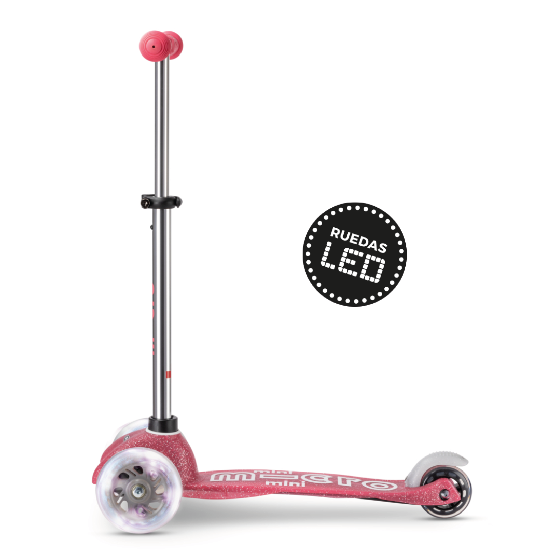 Micro Scooter Mini Deluxe LED Glitter Rosado