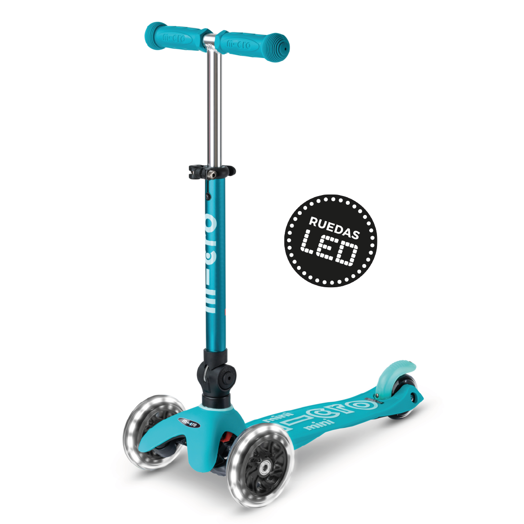 Micro Scooter Mini Deluxe LED PLEGABLE Aqua