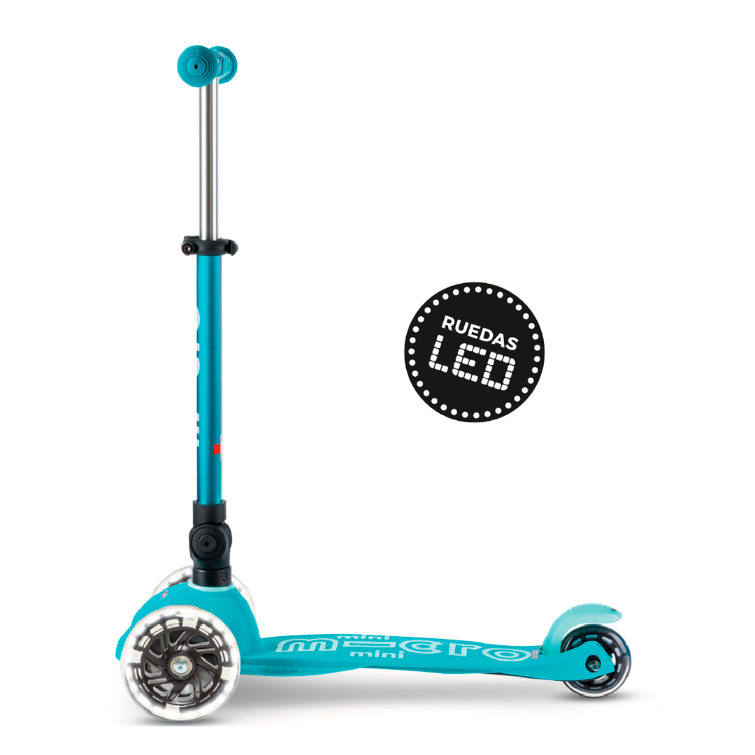 Micro Scooter Mini Deluxe LED PLEGABLE Aqua