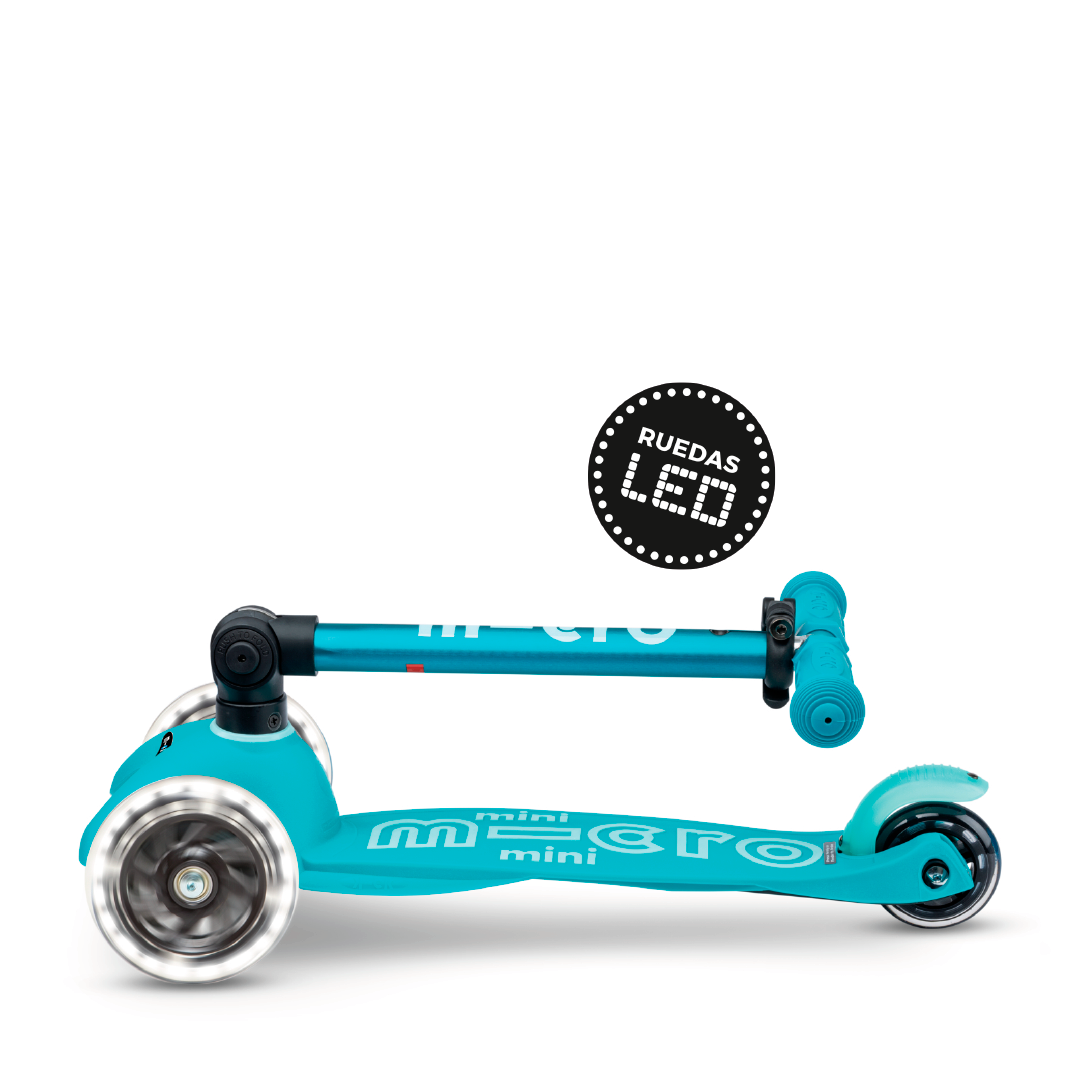Micro Scooter Mini Deluxe LED PLEGABLE Aqua