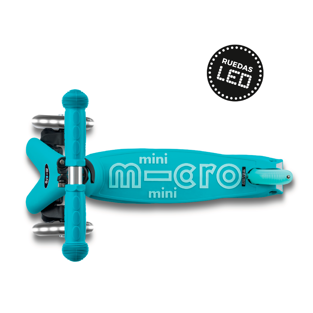 Micro Scooter Mini Deluxe LED PLEGABLE Aqua