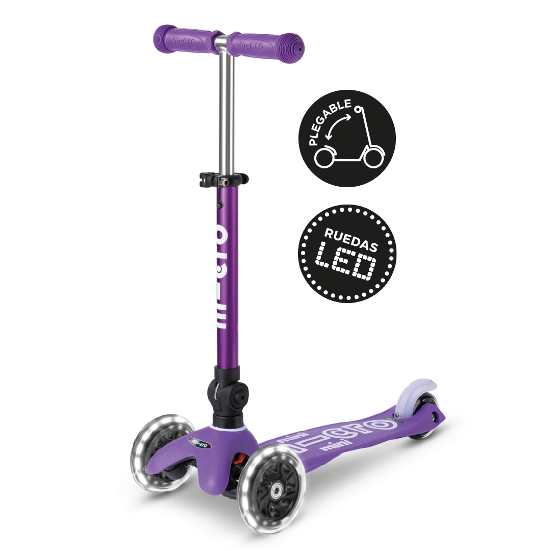 Micro Scooter Mini Deluxe LED PLEGABLE Morado
