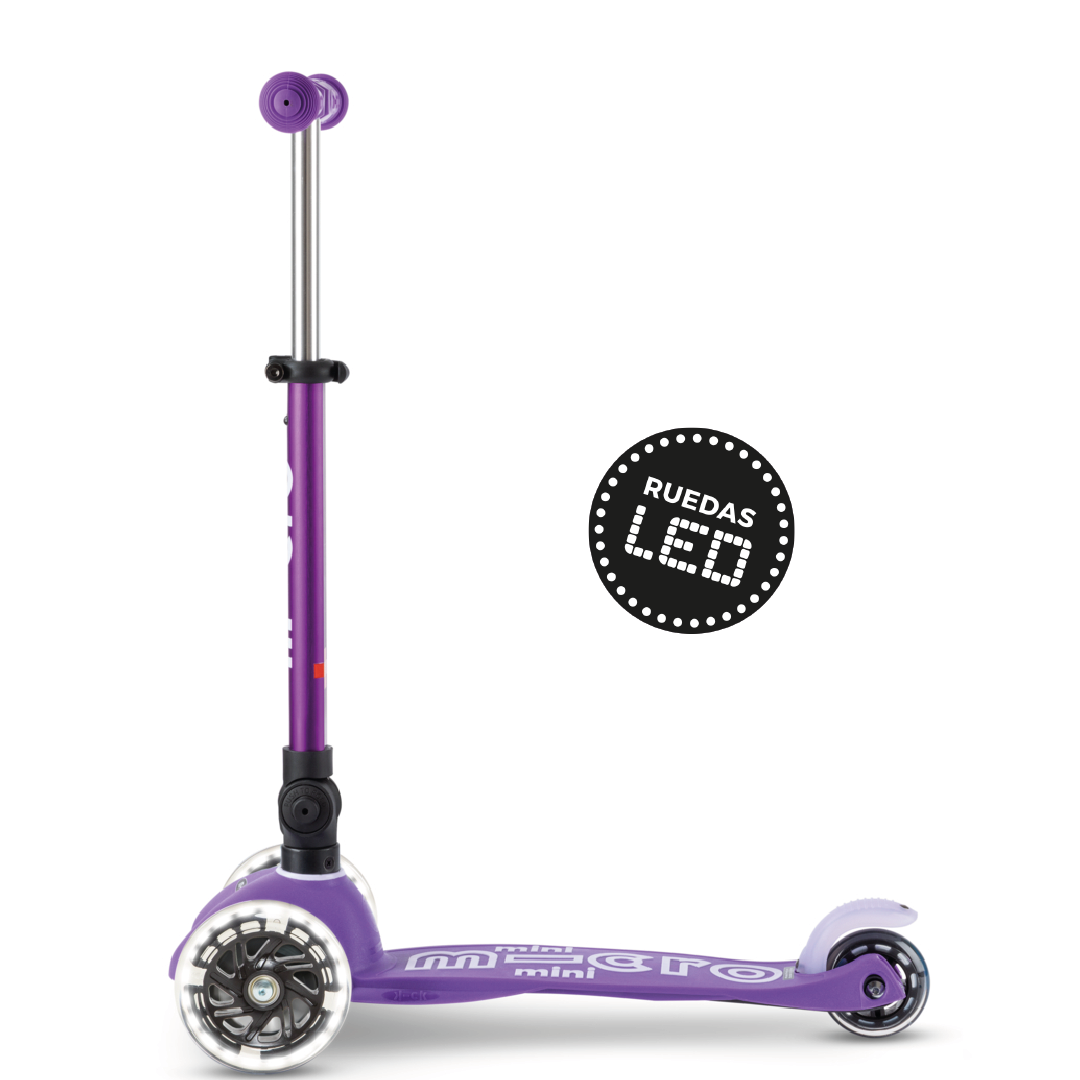 Micro Scooter Mini Deluxe LED PLEGABLE Morado