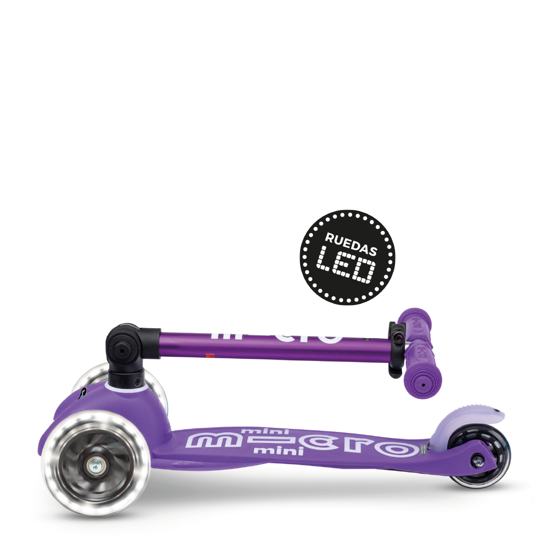 Micro Scooter Mini Deluxe LED PLEGABLE Morado