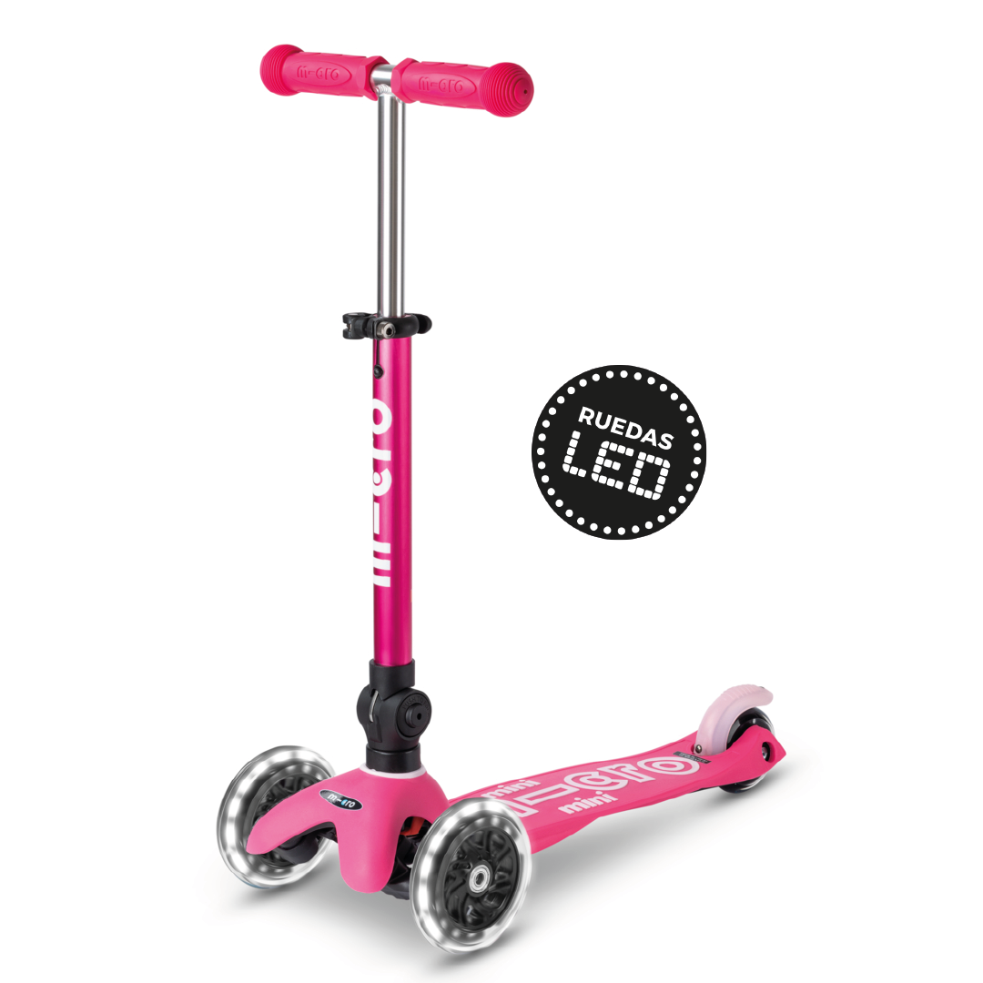 Micro Scooter Mini Deluxe LED PLEGABLE Rosado