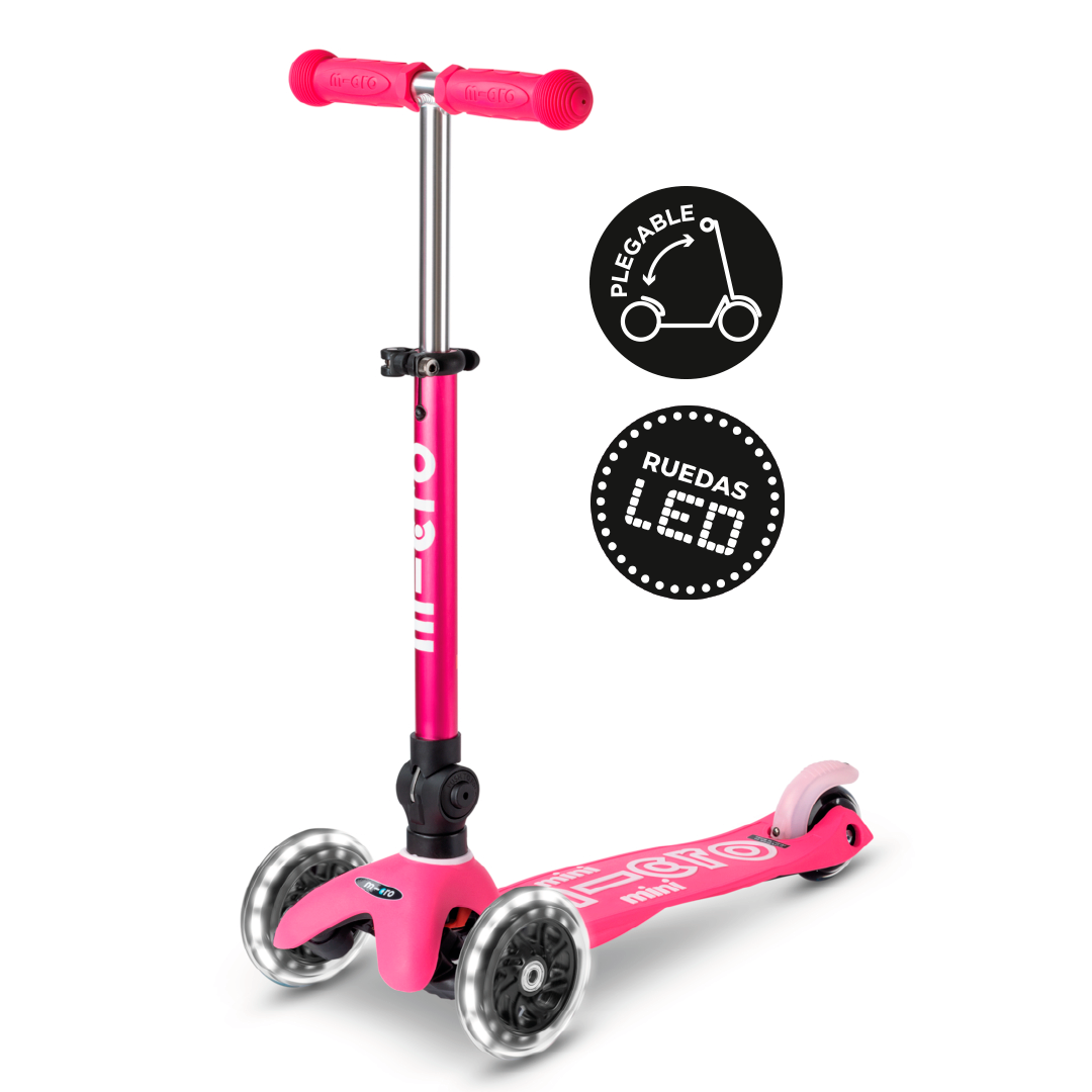 Micro Scooter Mini Deluxe LED PLEGABLE Rosado