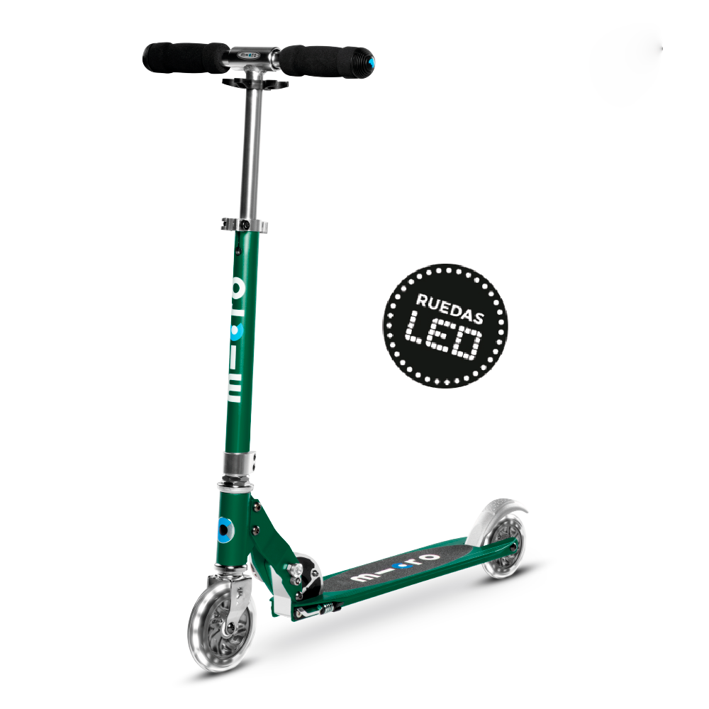 Micro Scooter niños Sprite Led Plegable 2 ruedas Verde botella