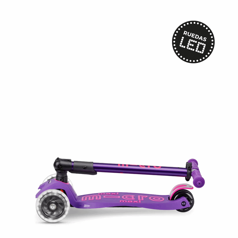 Micro Scooter niños Maxi Led Plegable 3 ruedas Morado