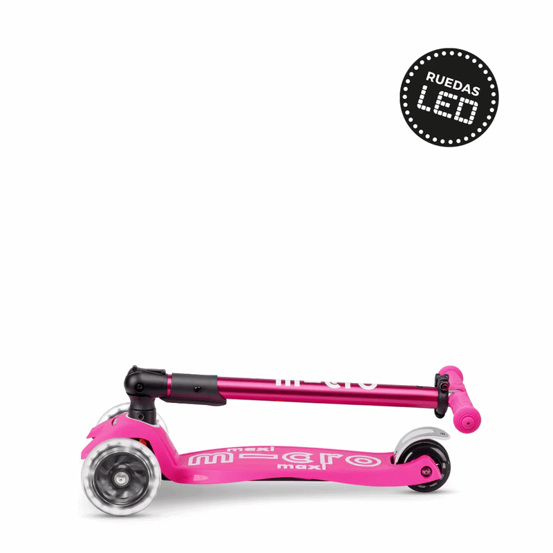 Micro Scooter niños Maxi Led Plegable 3 ruedas Rosado