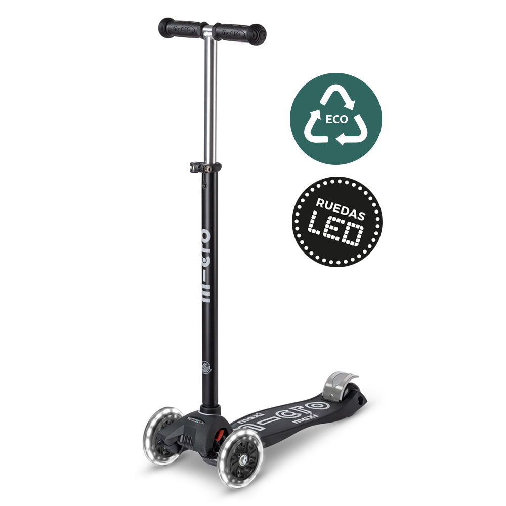 Micro Scooter Maxi Deluxe Led ECO Negro