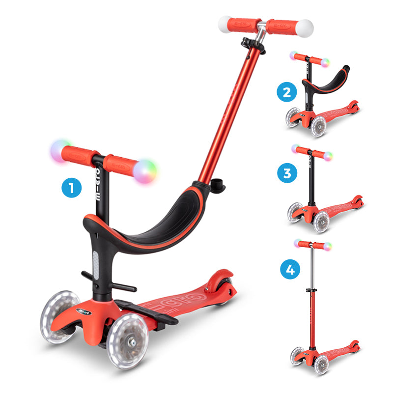 Micro Scooter Mini2Grow Deluxe LED Magic Rojo