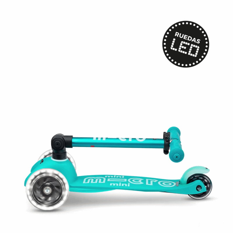 Micro Scooter niños Mini Led Plegable 3 ruedas Aqua