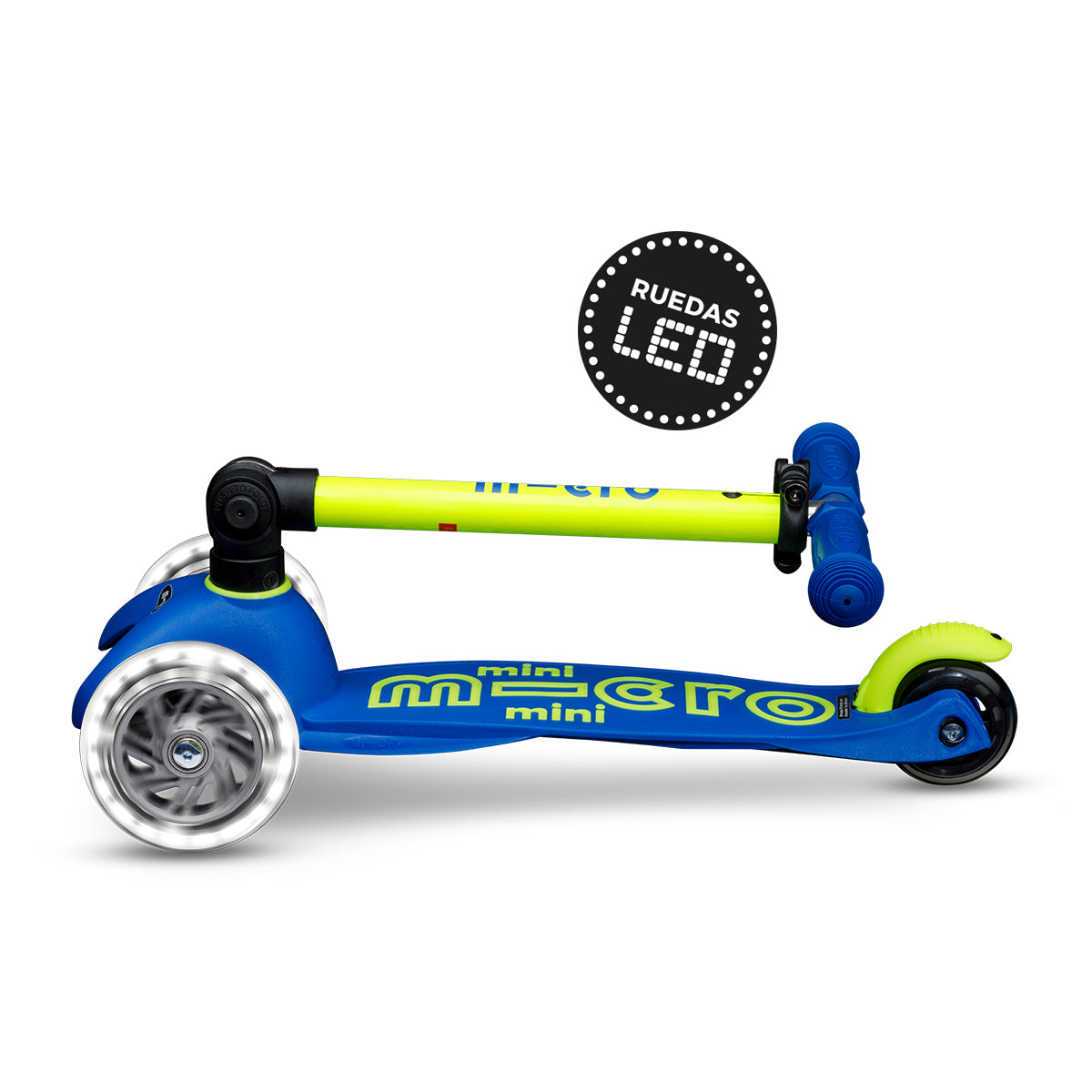 PREVENTA Micro Scooter niños Mini Led Plegable 3 ruedas Neón Amarillo Azul