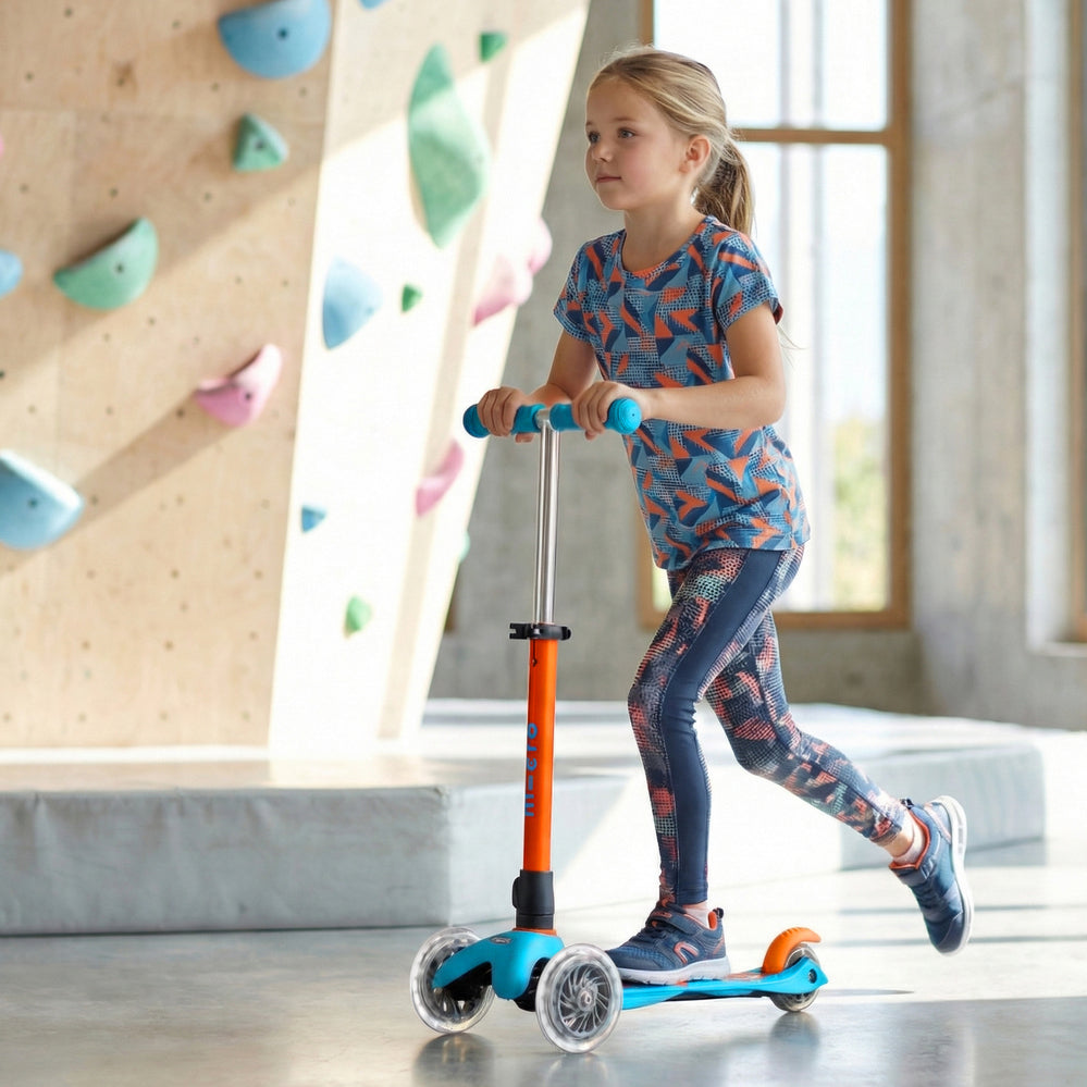 PREVENTA Micro Scooter niños Mini Led Plegable 3 ruedas Neón Naranjo Aqua