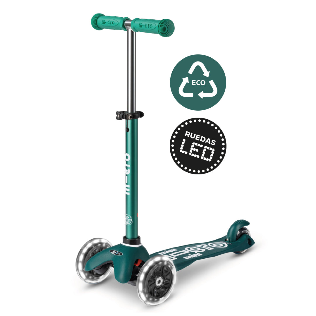 Micro Scooter Mini Deluxe Led ECO Verde