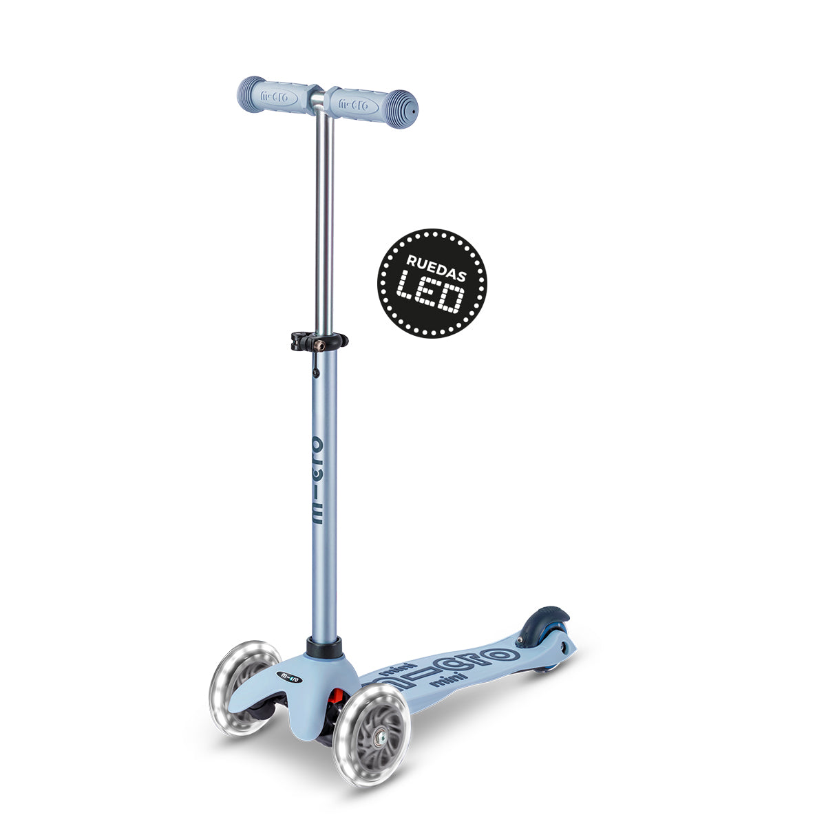 Micro Scooter niños Mini 4 Etapas Led 3 ruedas Celeste