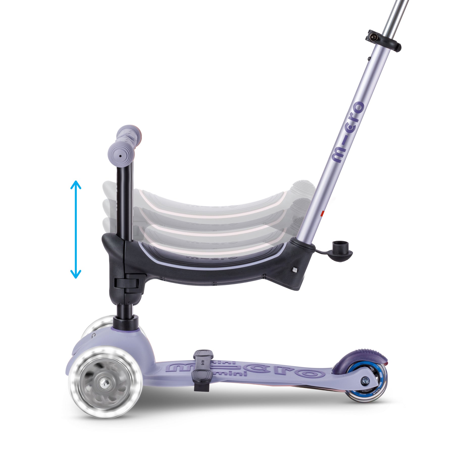 Micro Scooter niños Mini 4 Etapas Led 3 ruedas Lavanda
