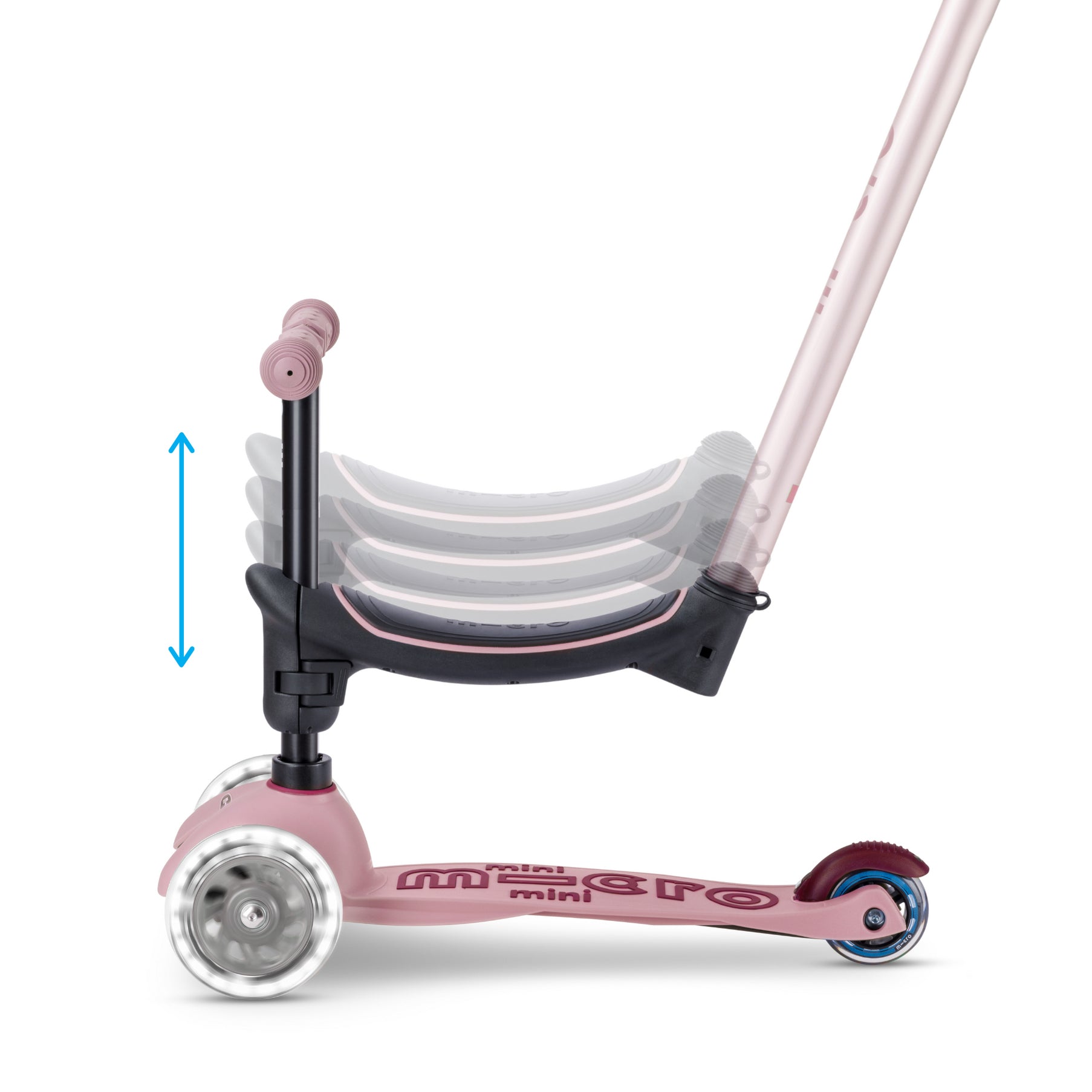 Micro Scooter niños Mini 4 Etapas Led 3 ruedas Rosa