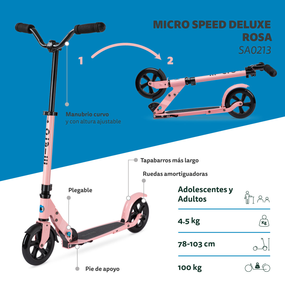 Micro Scooter Adolescentes Speed Deluxe Rosa