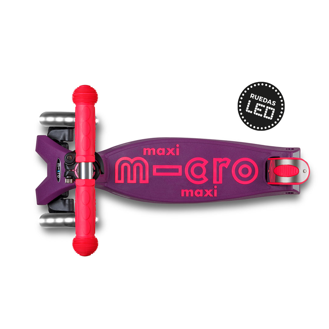 Micro Scooter Maxi Deluxe LED Plegable NEON Rosado