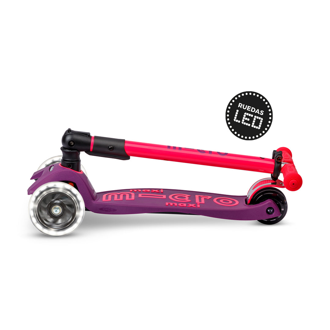 Micro Scooter Maxi Deluxe LED Plegable NEON Rosado