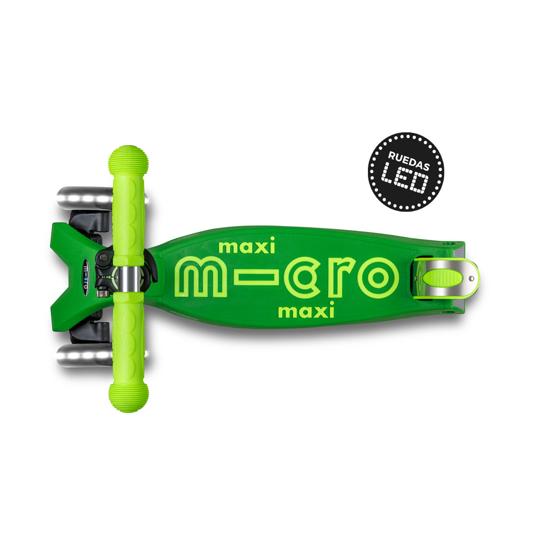 Micro Scooter Maxi Deluxe LED Plegable NEON Verde