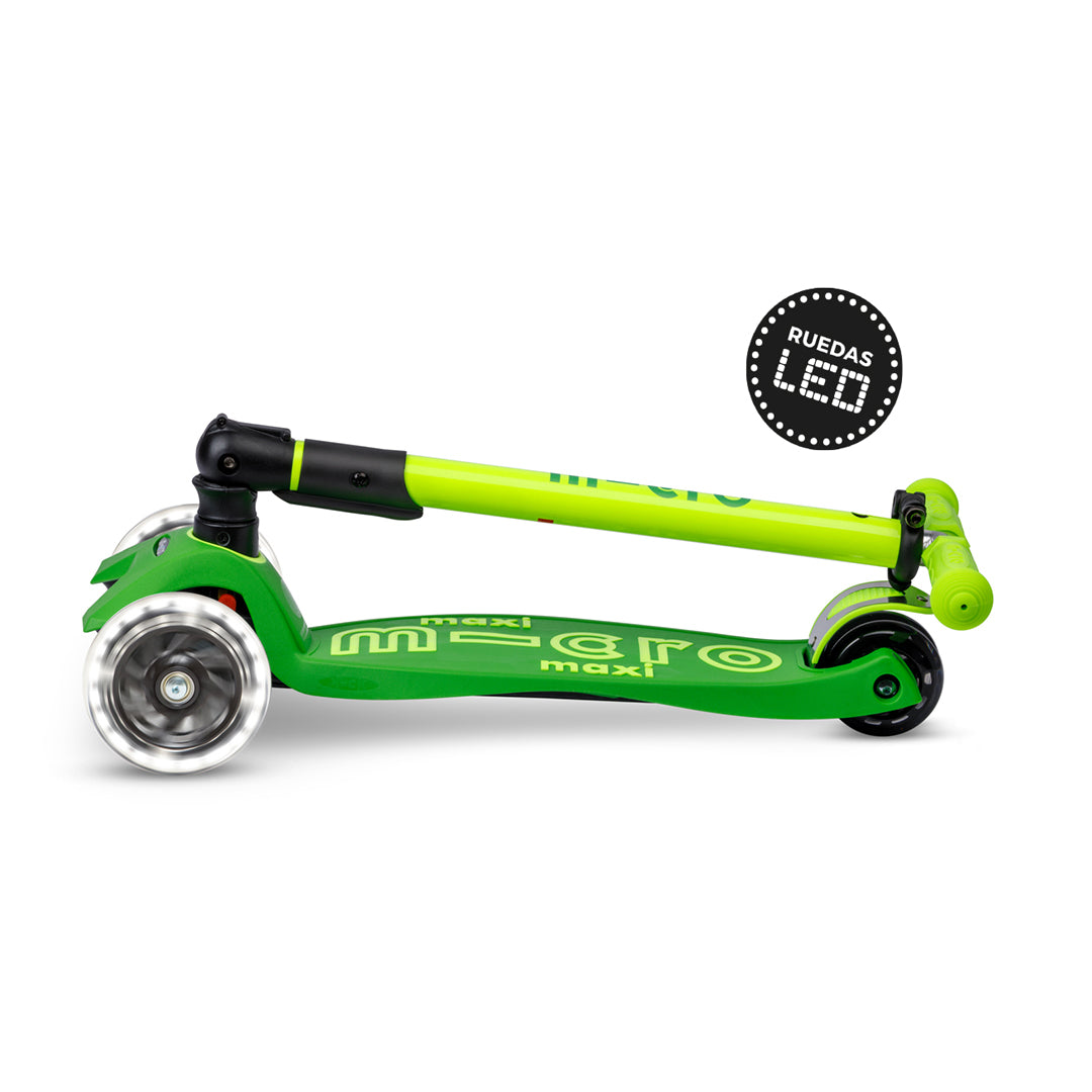 Micro Scooter Maxi Deluxe LED Plegable NEON Verde