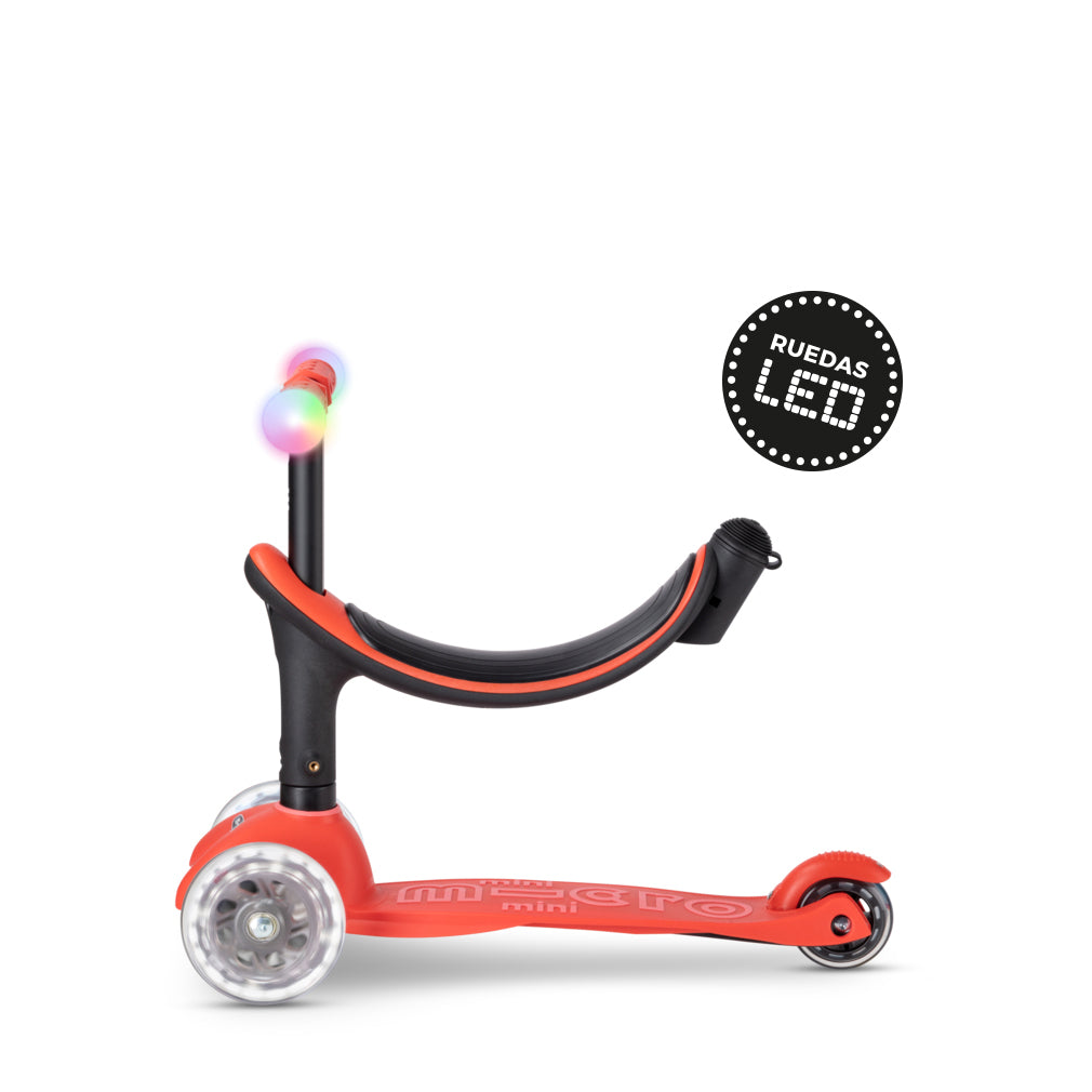 Micro Scooter Mini2Grow Deluxe LED Magic Rojo