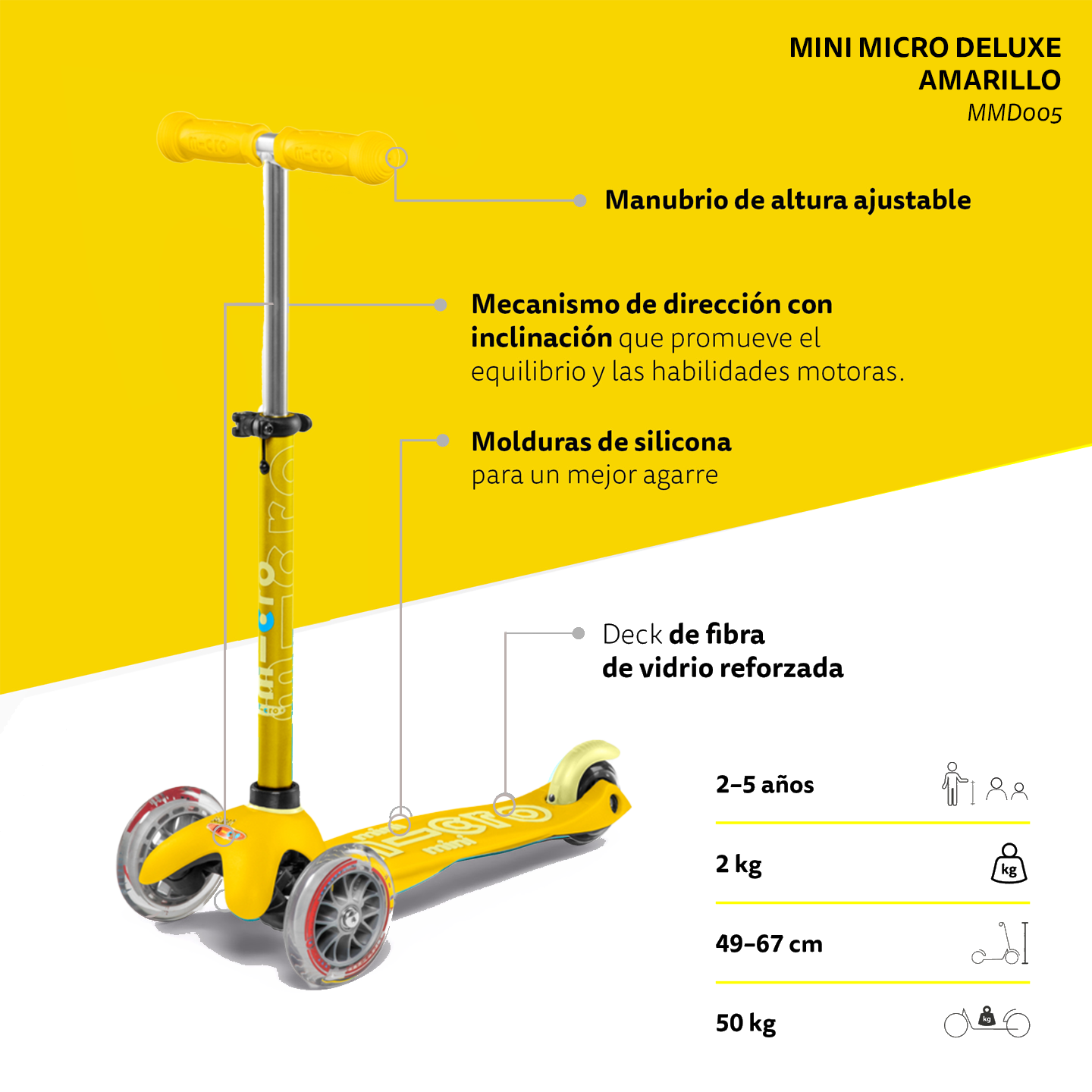 Micro Scooter Mini Deluxe Amarillo