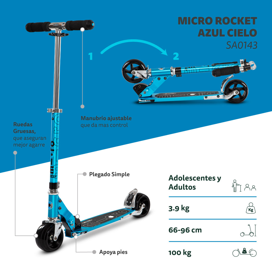 Micro Scooter Adolescentes Rocket Celeste