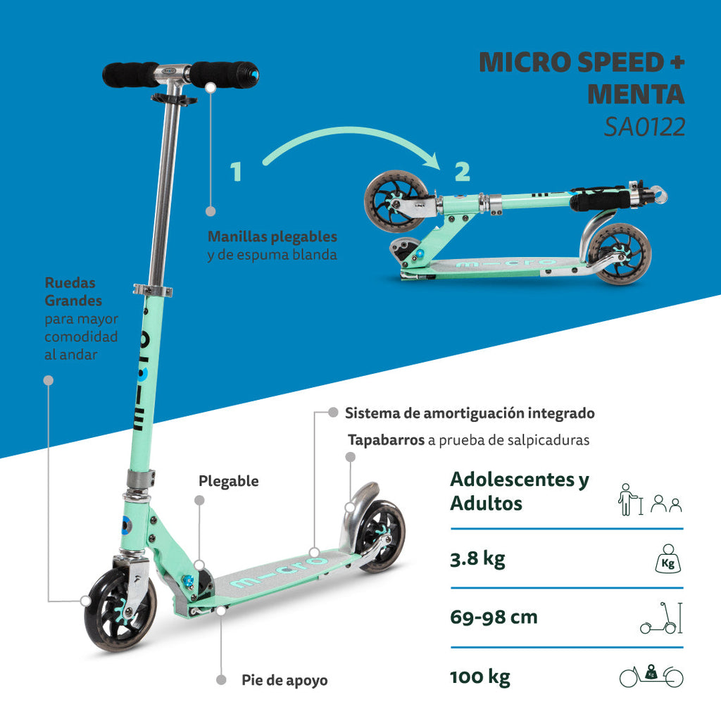 Micro Scooter Adolescentes Speed+ Menta ULTIMA UNIDAD