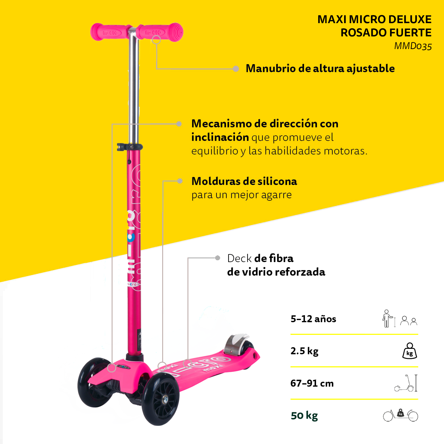 Micro Scooter Maxi Deluxe Rosado Fuerte