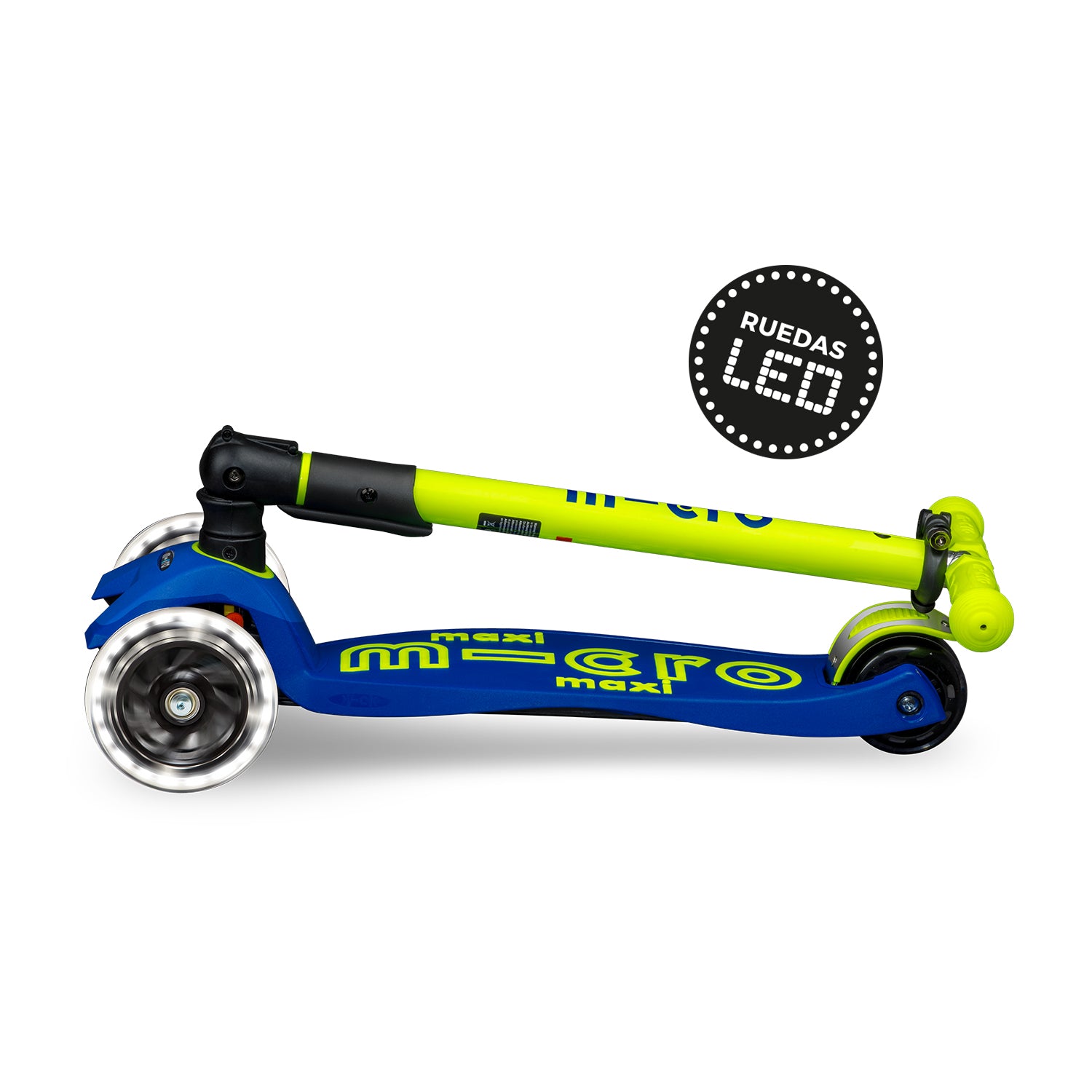 PREVENTA Micro Scooter niños Maxi Led Plegable 3 ruedas Amarillo Neón