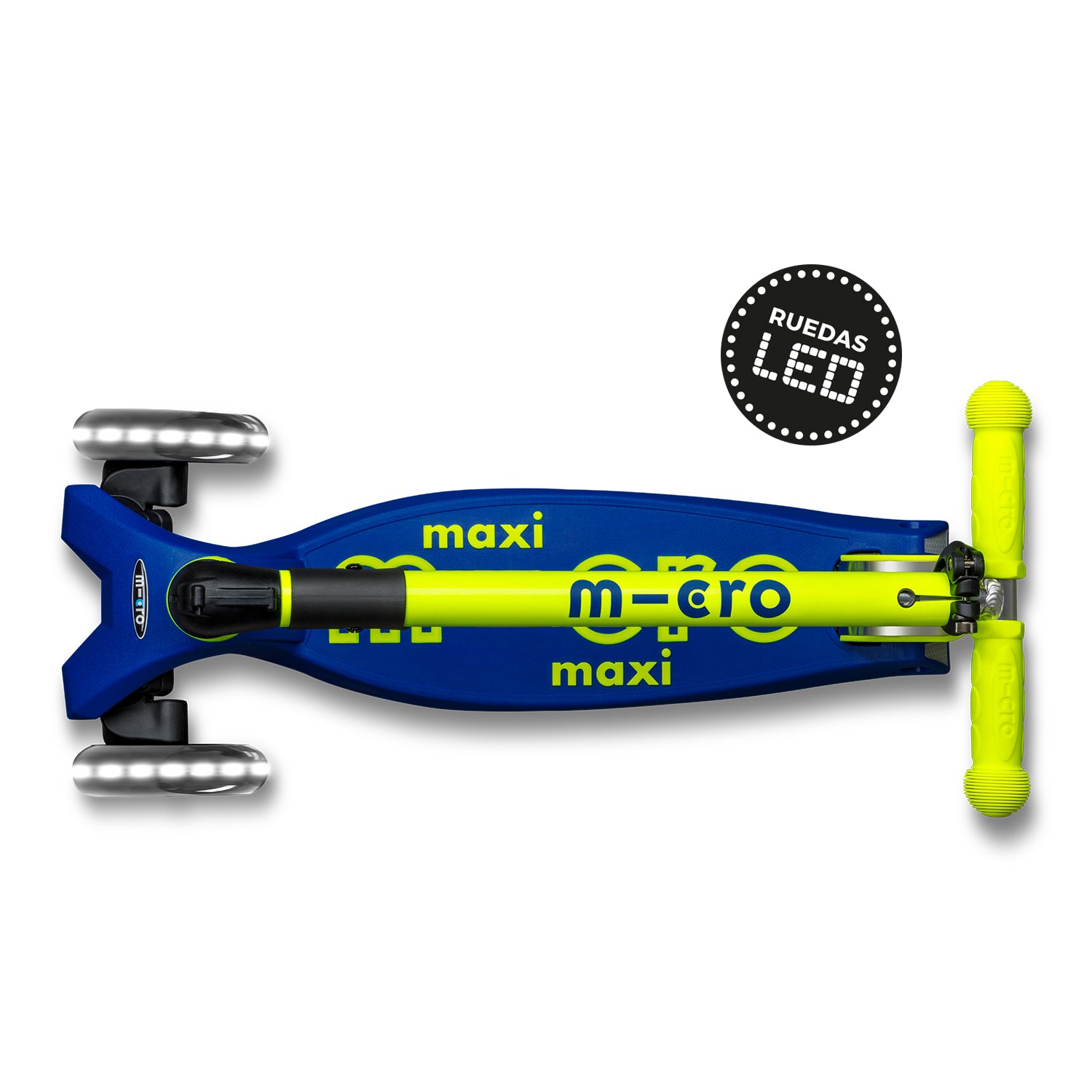 PREVENTA Micro Scooter niños Maxi Led Plegable 3 ruedas Amarillo Neón