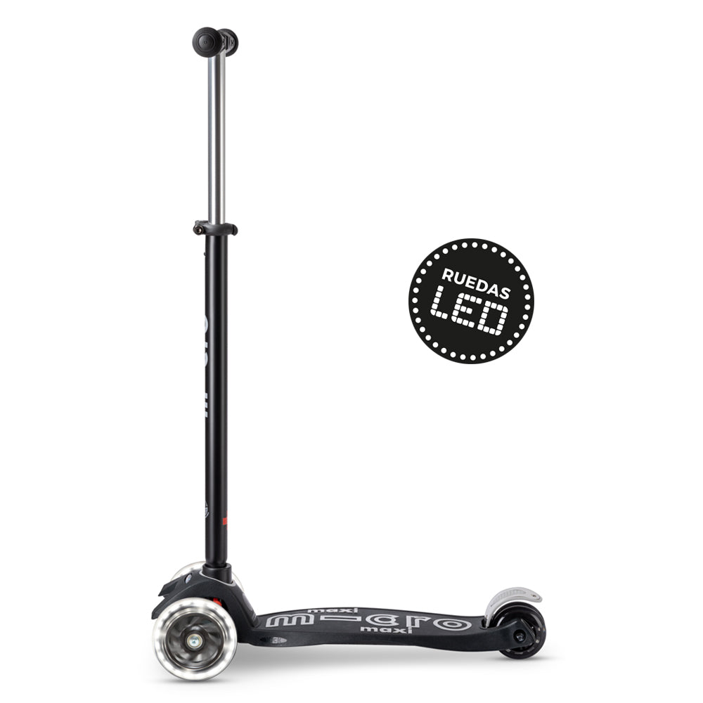 Micro Scooter Maxi Deluxe Led ECO Negro